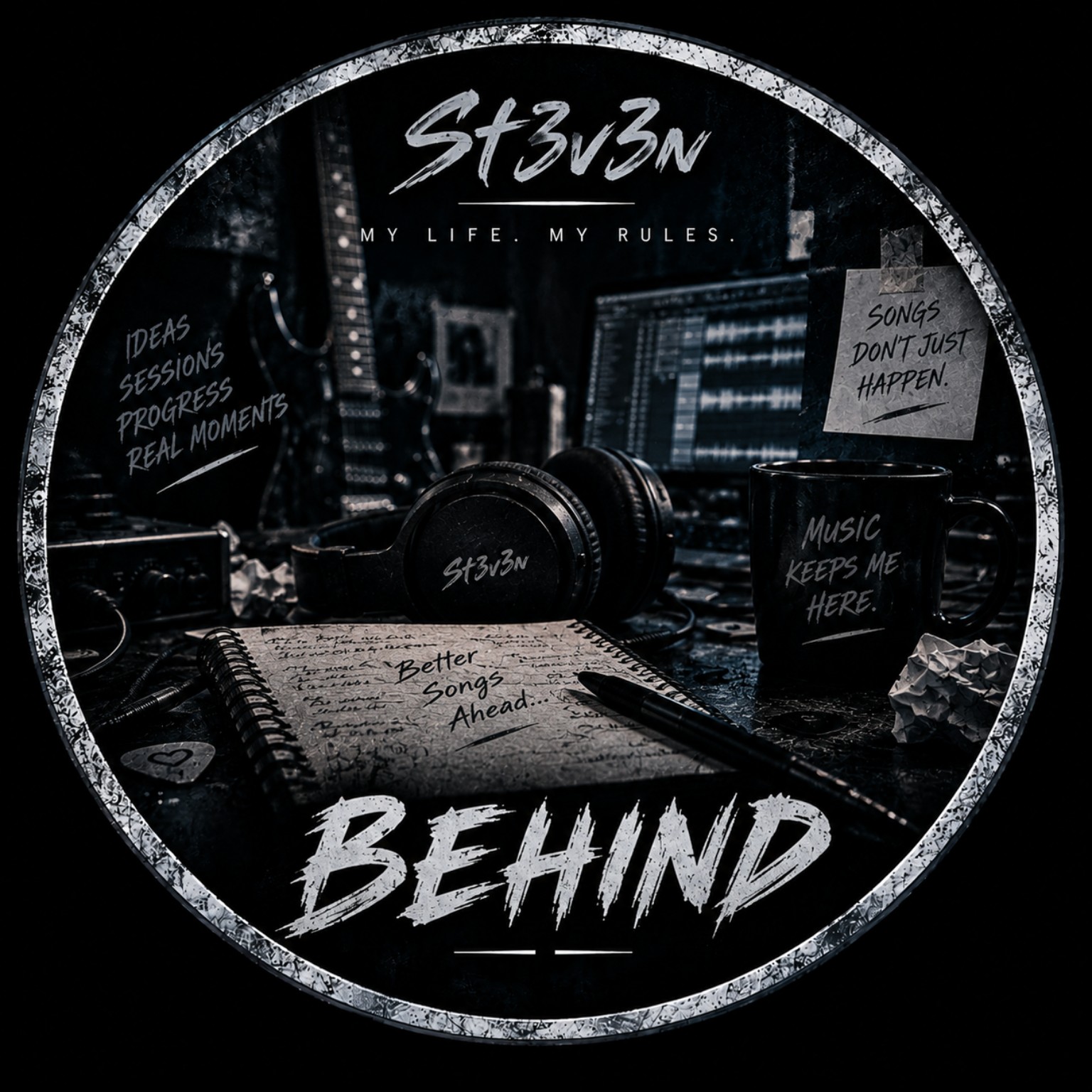 Behind
